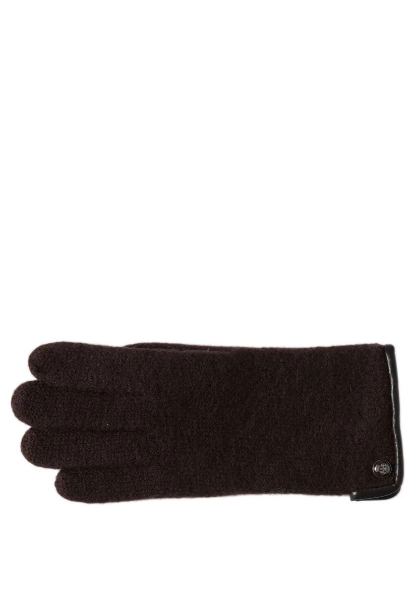 Wollhandschuhe mit Leder-Besatz