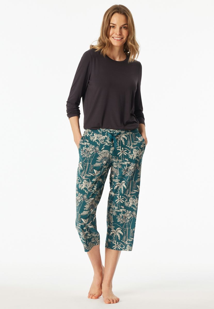 Loungewear-Hose mit tropischem Dschungel-Print