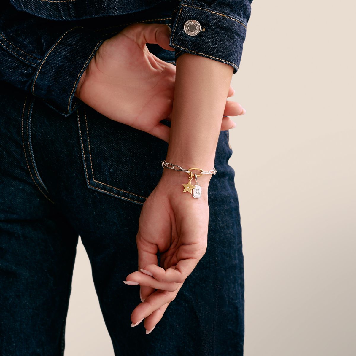 Bicolor Gliederketten Charm-Armband