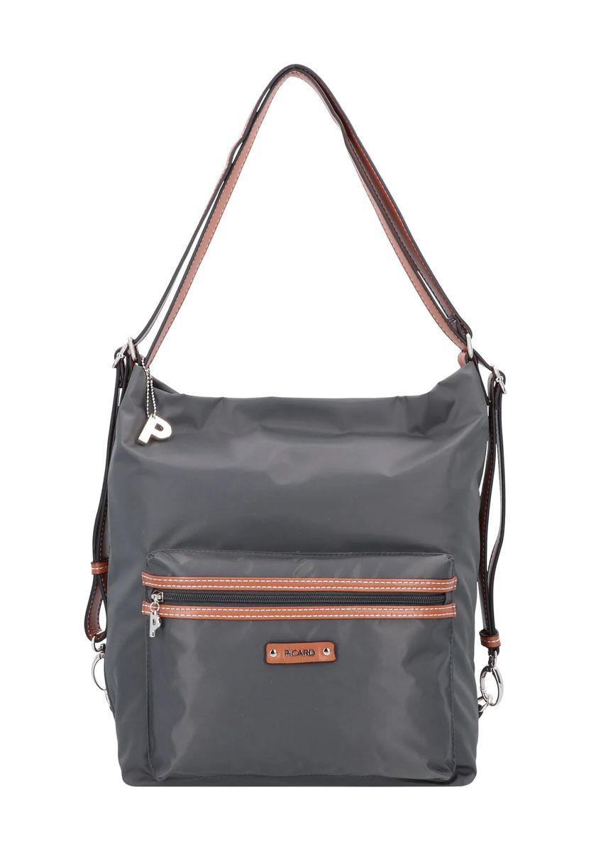 Funktionale Nylon-Schultertasche mit Kontrastbesatz