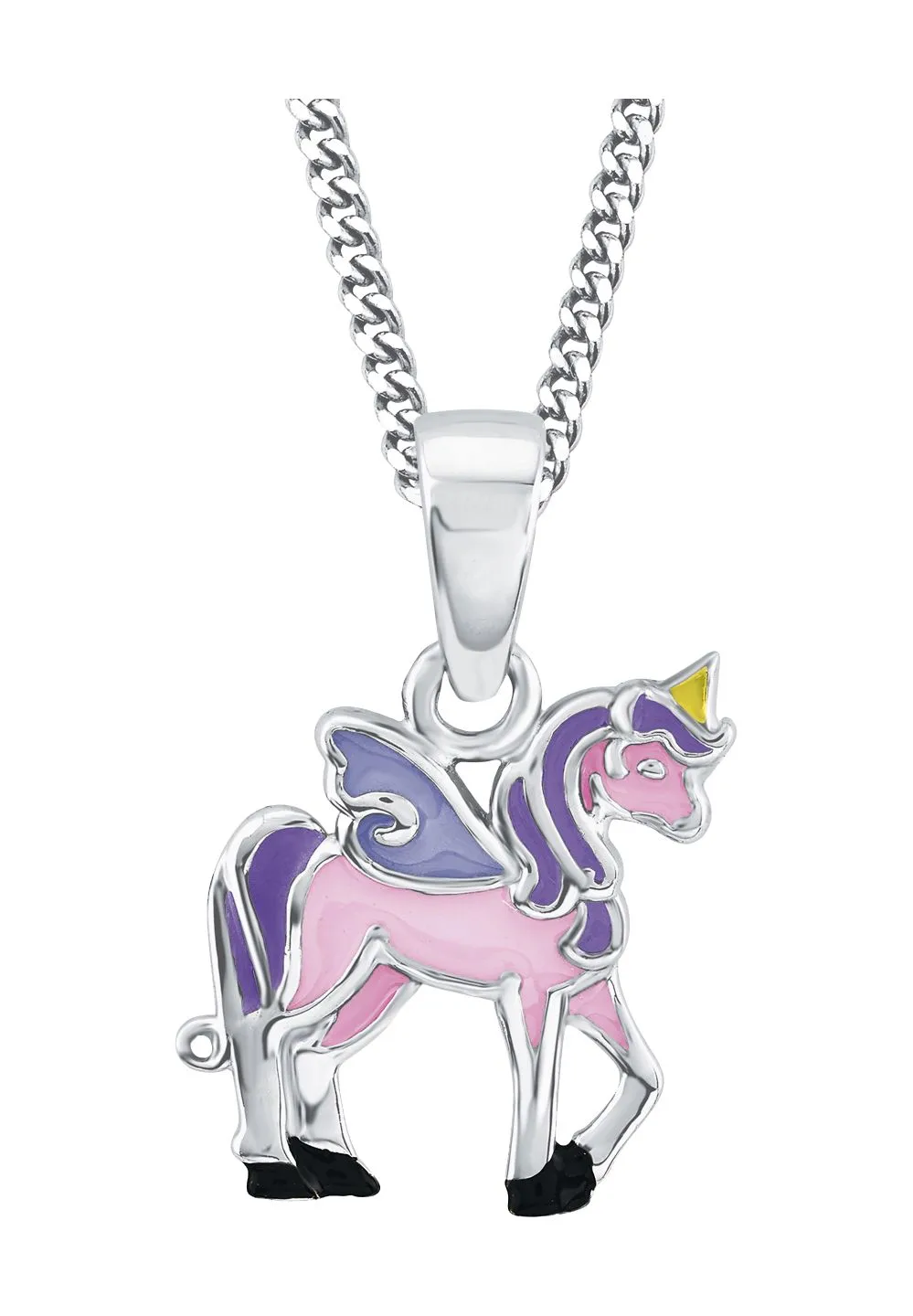 Emaillierter Einhorn-Anhänger aus Silber
