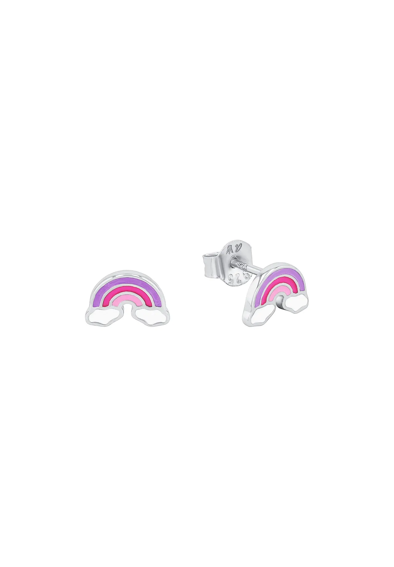 Regenbogen-Emaille-Ohrstecker mit Wolken