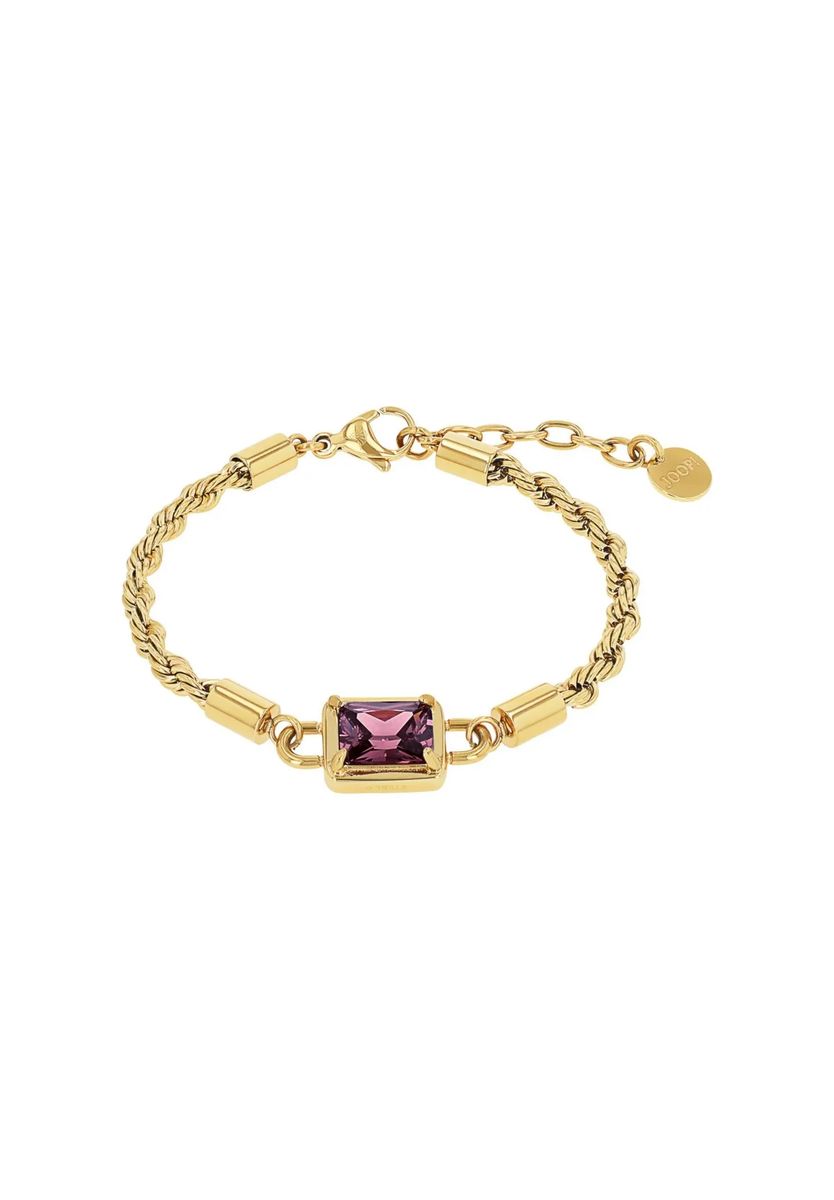Goldenes Kordelarmband mit lila Stein
