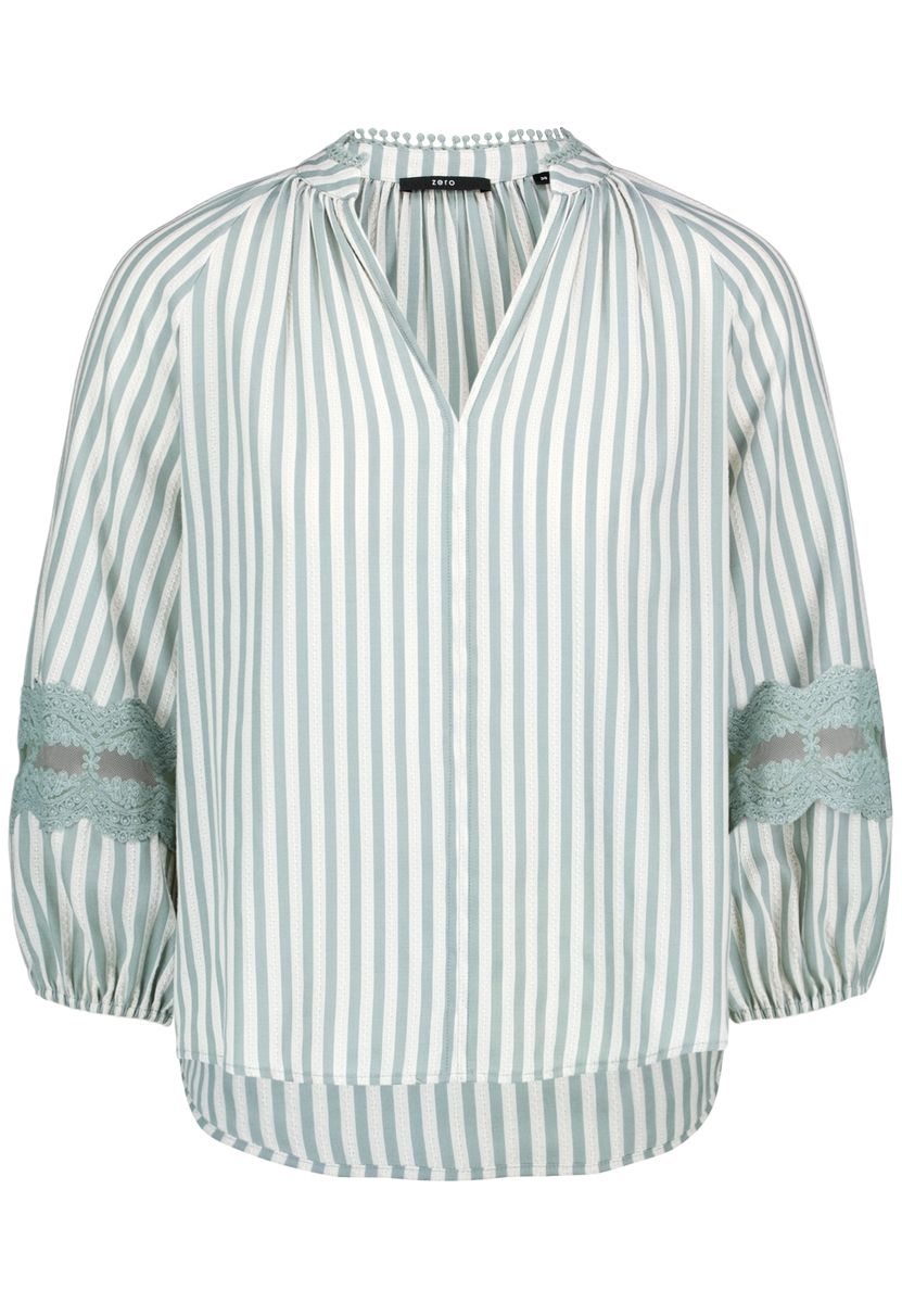 Gestreifte Schlupfbluse mit Spitze