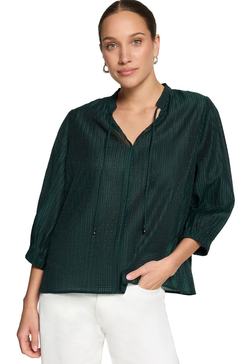 Strukturierte Tunika-Bluse mit Bindeband
