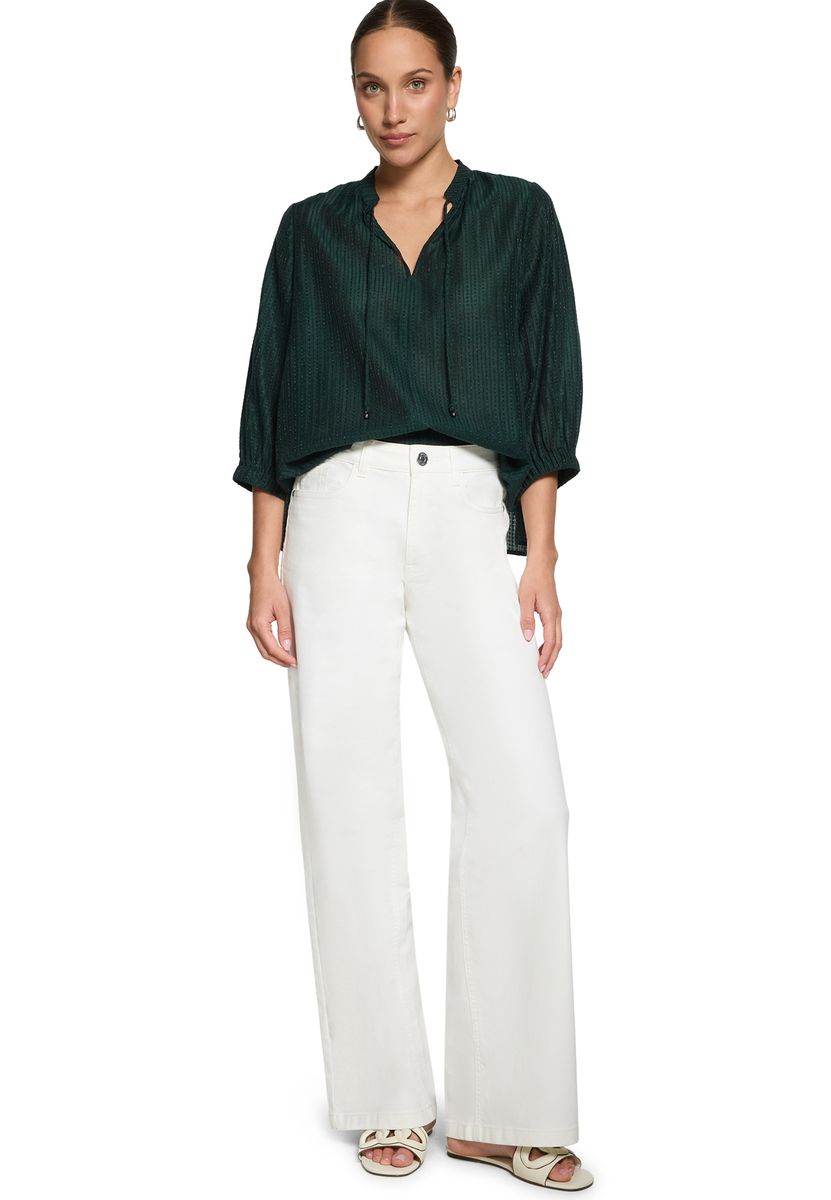 Strukturierte Tunika-Bluse mit Bindeband