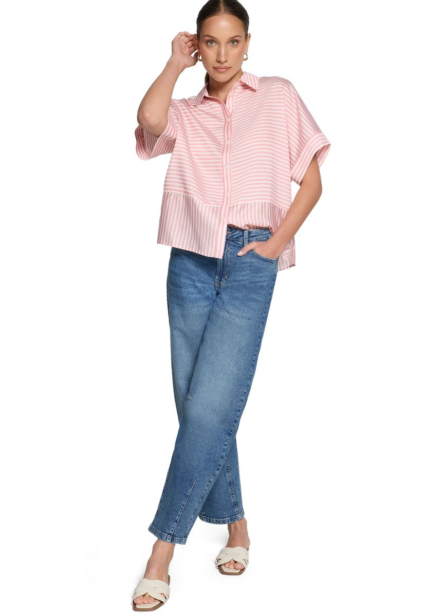 Gestreifte Kurzarm-Bluse im Oversize-Look