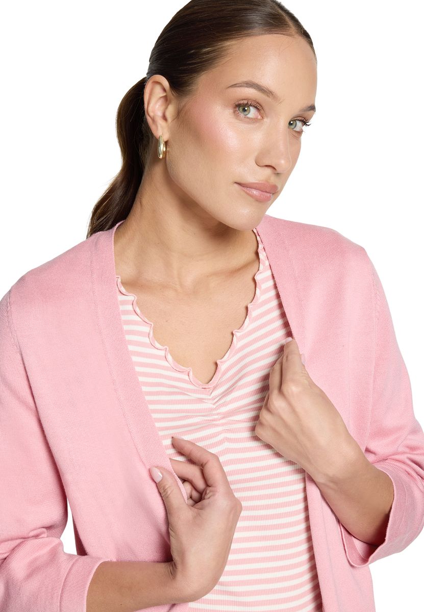 Feinstrickjacke mit 3/4-Ärmeln