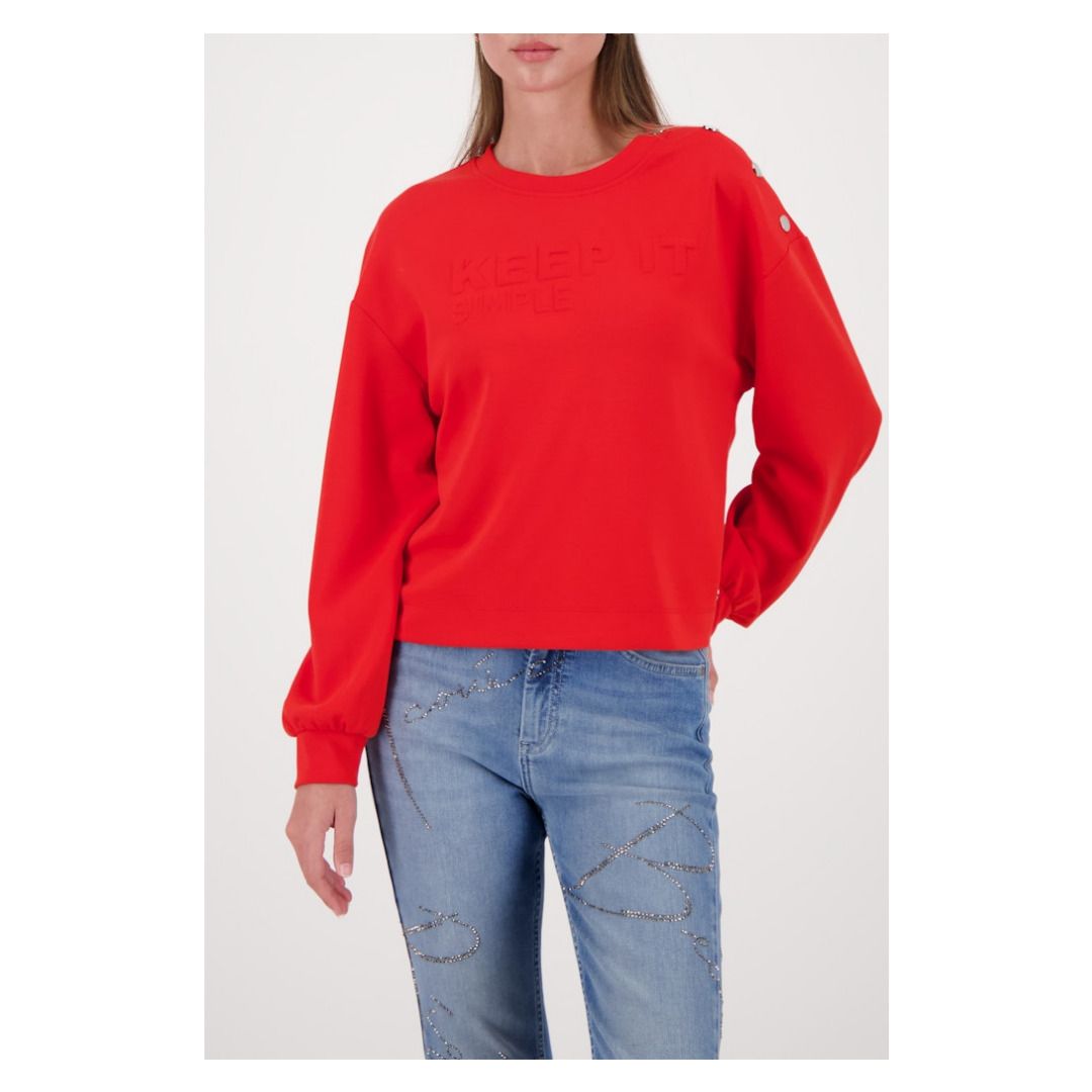 Sweatshirt mit Relief-Schriftzug und Knöpfen
