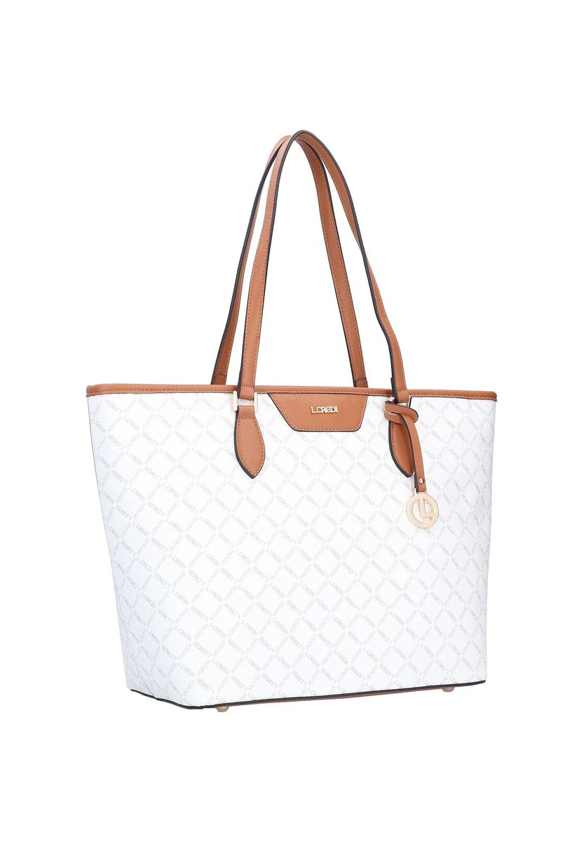 Shopper aus Kunstleder mit Logoprint