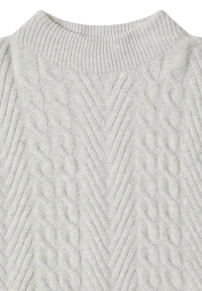 Zopfstrick-Pullover mit Stehkragen