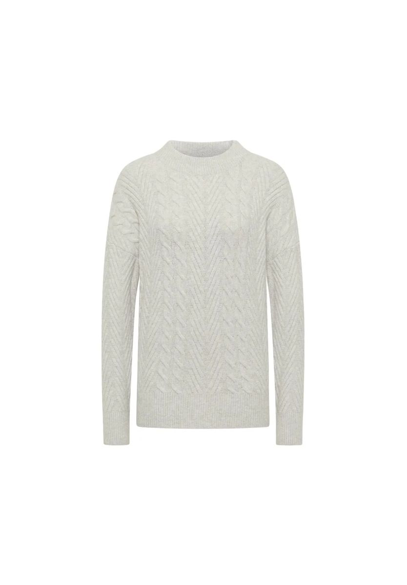 Zopfstrick-Pullover mit Stehkragen