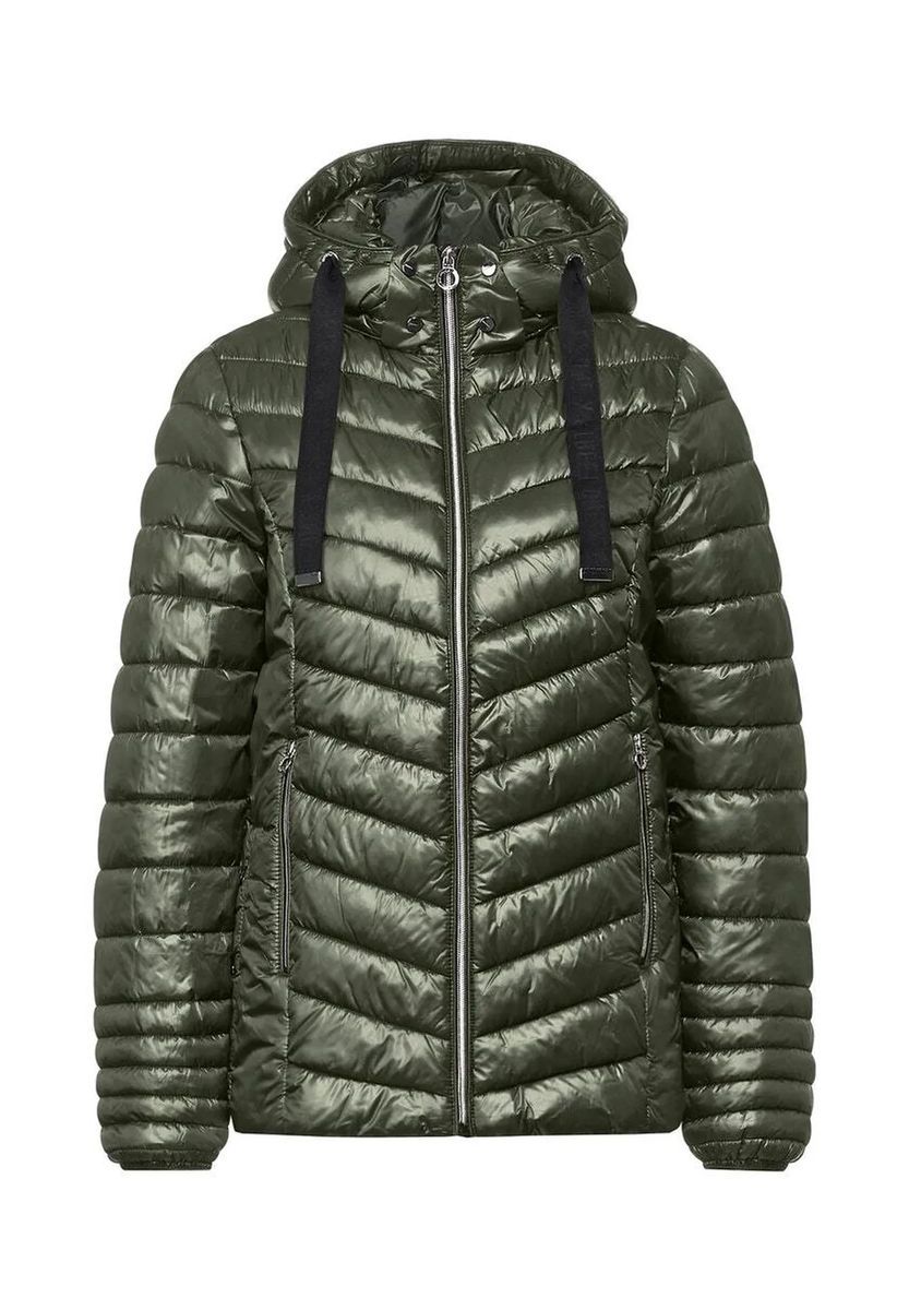 Glänzende Steppjacke im Chevron-Design