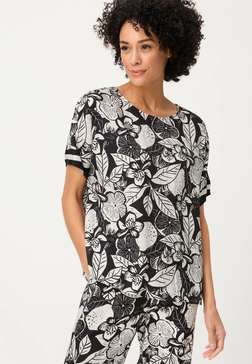 Gewebte Bluse mit Zitronen-Print