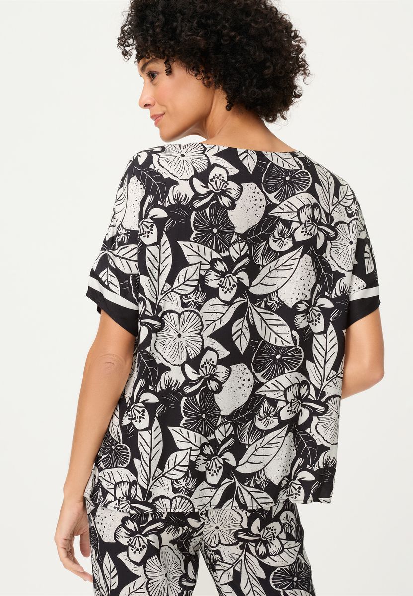 Gewebte Bluse mit Zitronen-Print