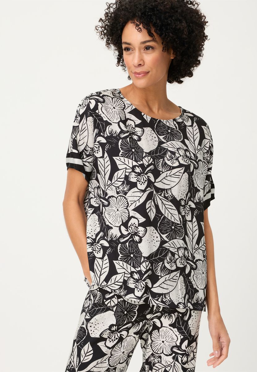 Gewebte Bluse mit Zitronen-Print