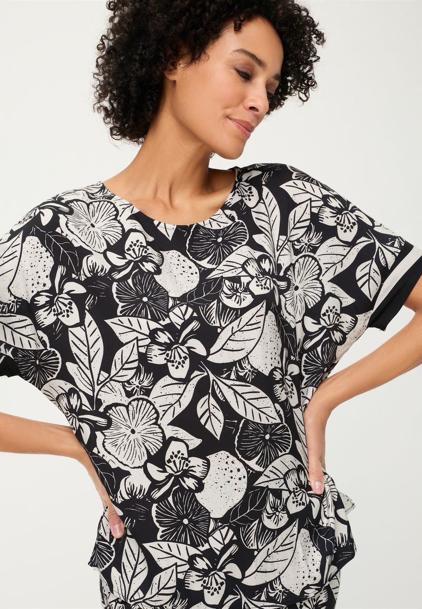 Gewebte Bluse mit Zitronen-Print