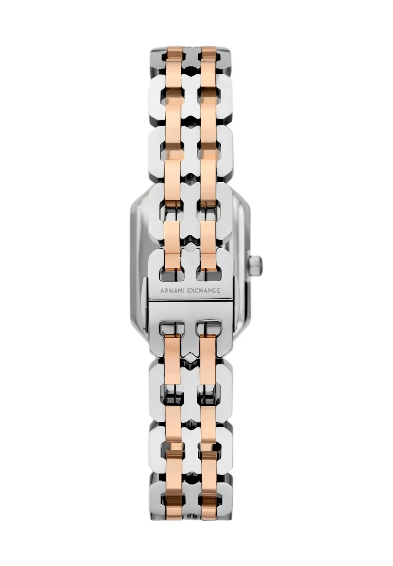 Zweifarbige Armbanduhr mit rechteckigem Gehäuse