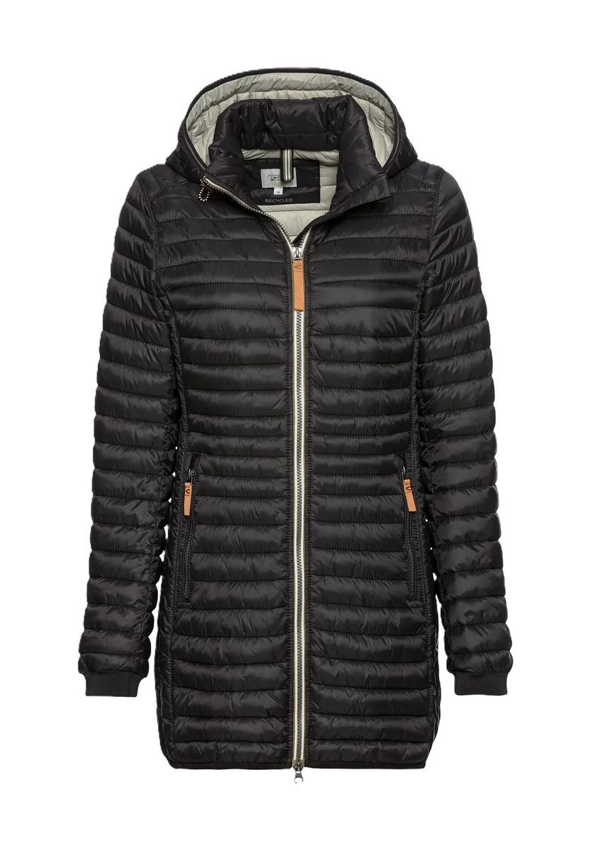 Lange Steppjacke mit Kapuze