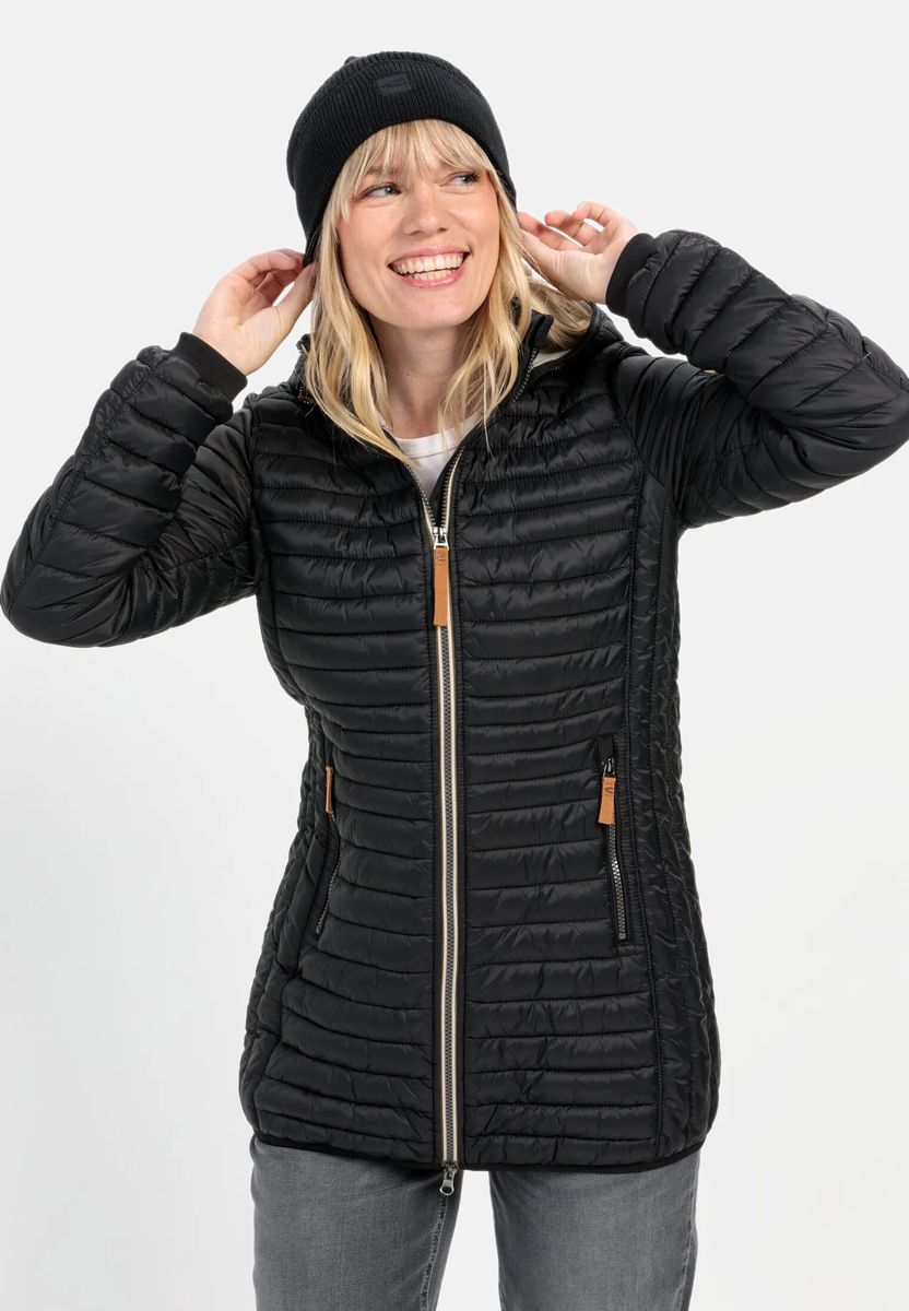 Lange Steppjacke mit Kapuze
