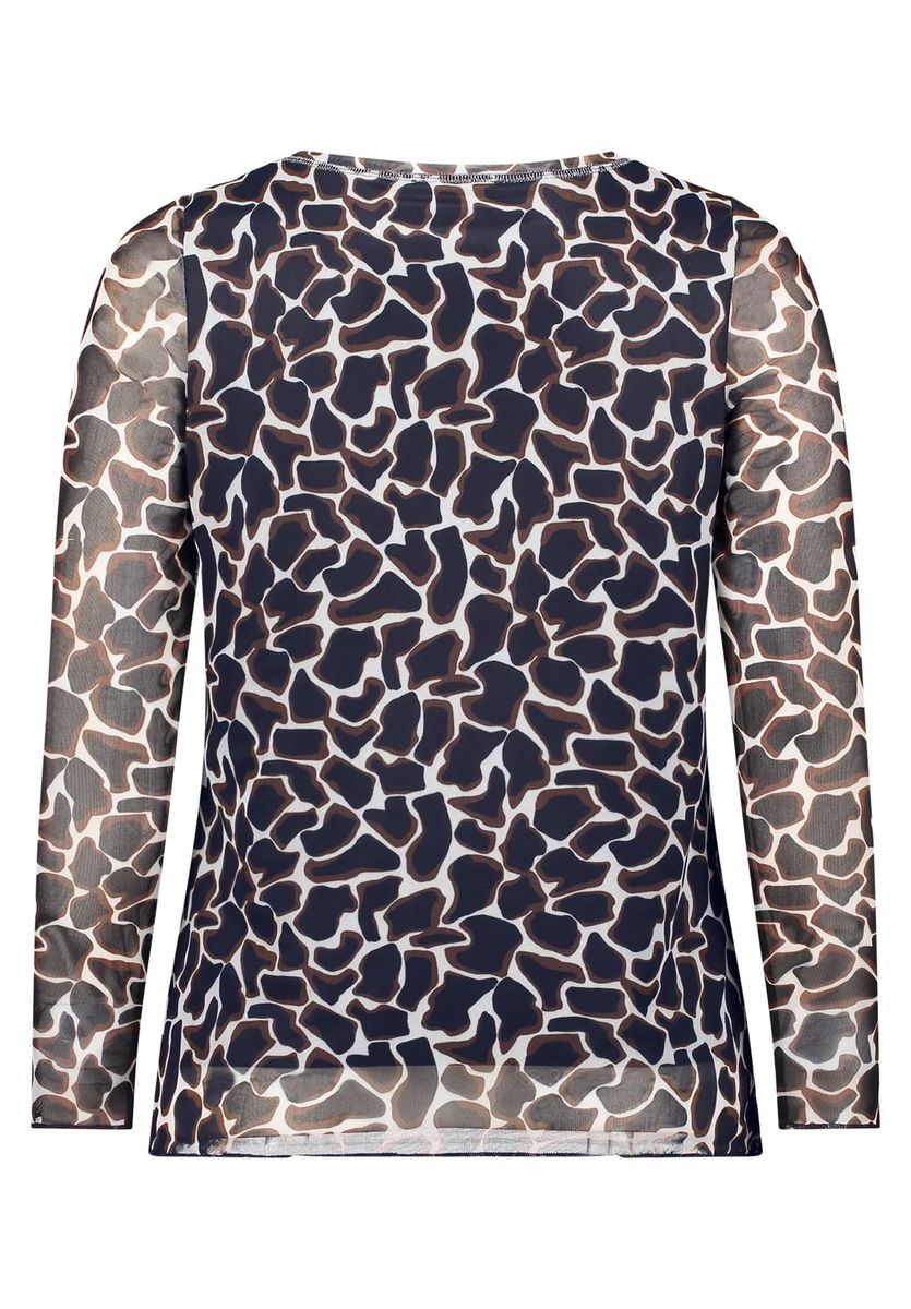 Langarmshirt mit Animal-Print aus Mesh