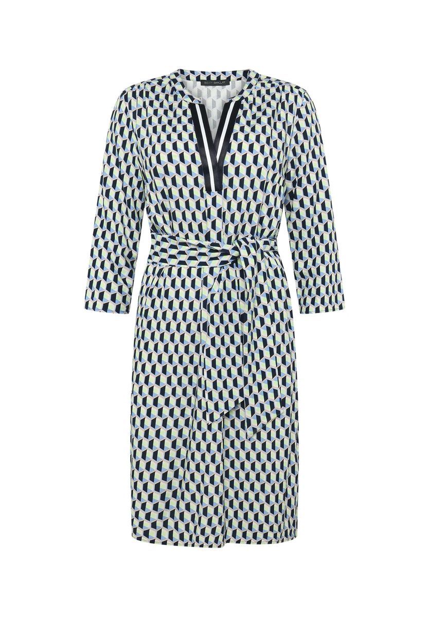 Geometrisches Hemdblusenkleid mit Bindegürtel