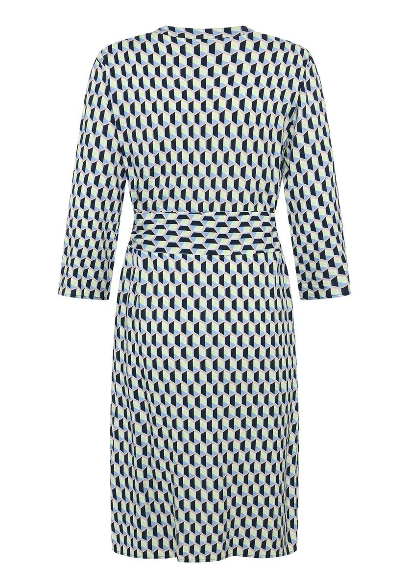 Geometrisches Hemdblusenkleid mit Bindegürtel