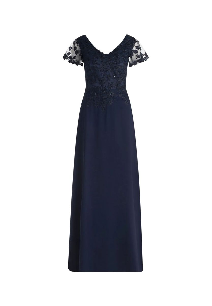 Abendkleid mit floraler Stickerei