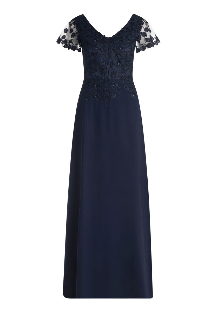 Abendkleid mit floraler Stickerei