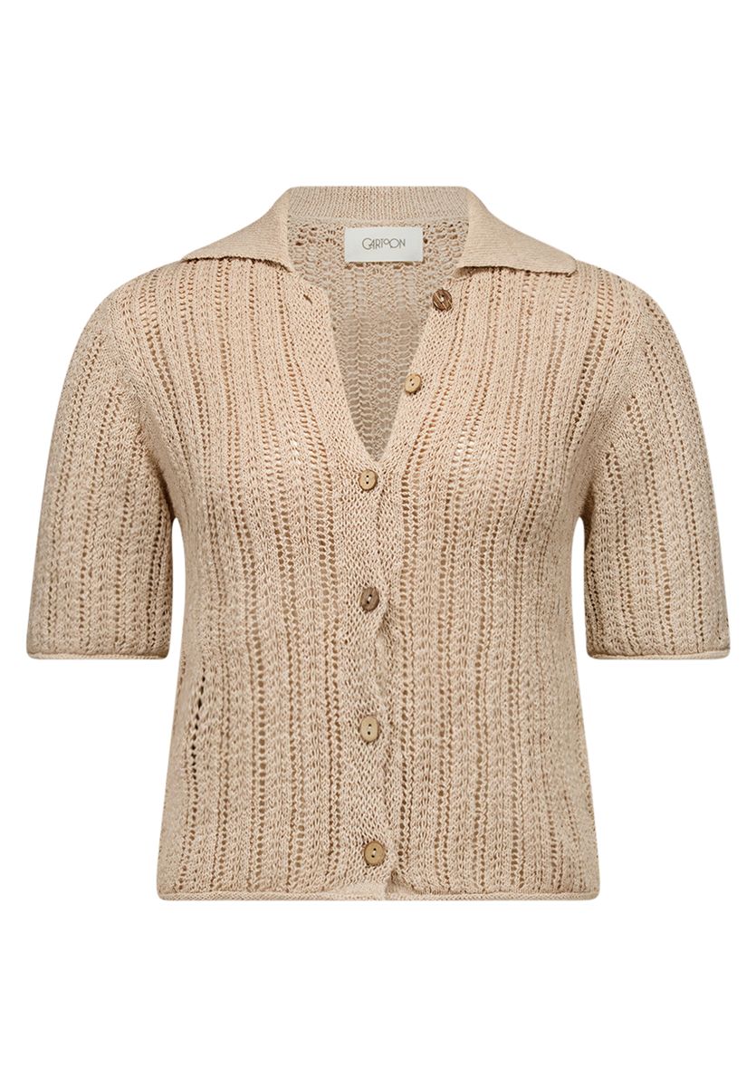Kurzarm-Strickjacke mit Lochmuster