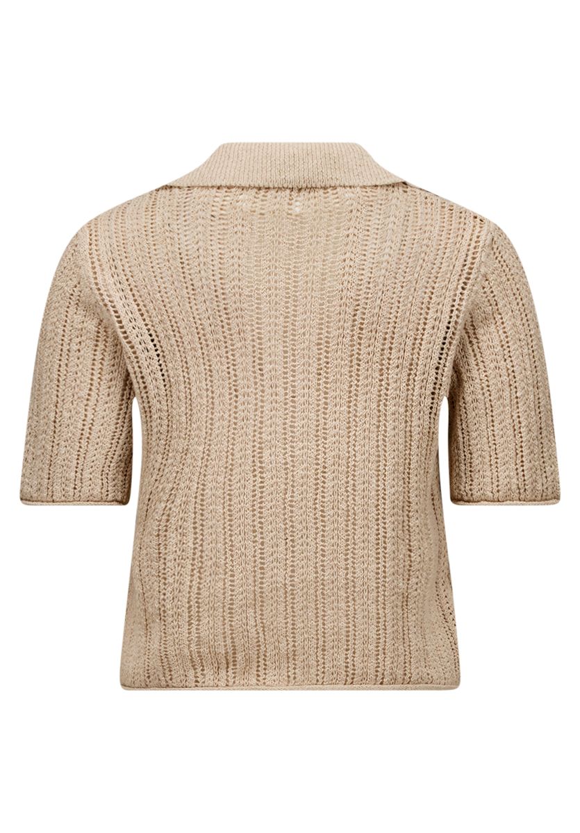 Kurzarm-Strickjacke mit Lochmuster