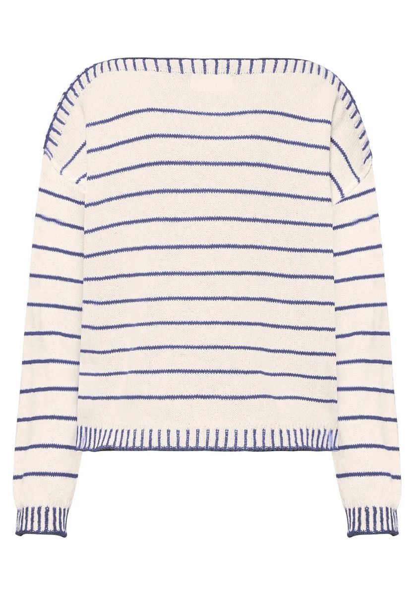 Gestreifter Strickpullover mit U-Boot-Ausschnitt