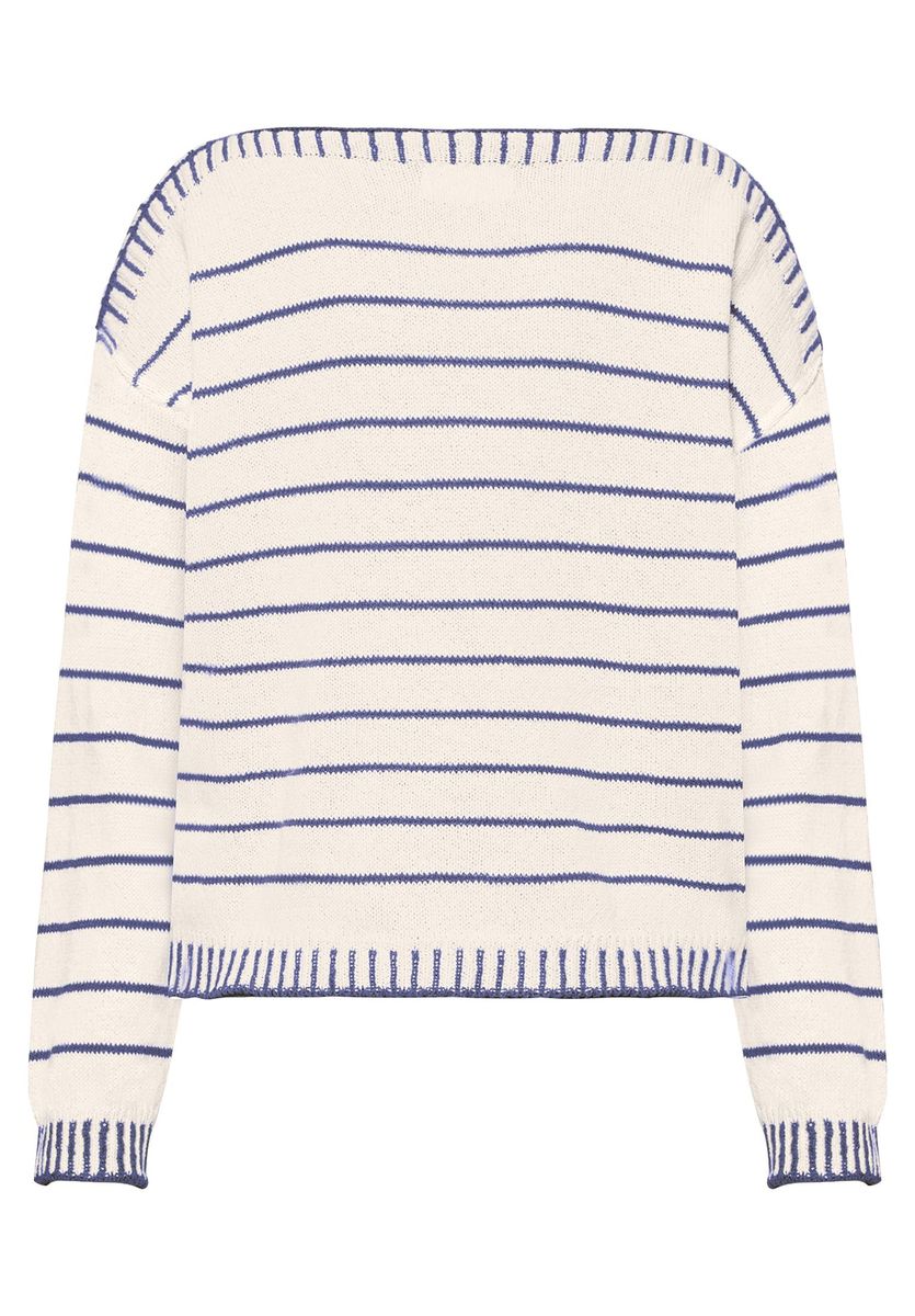 Gestreifter Strickpullover mit U-Boot-Ausschnitt