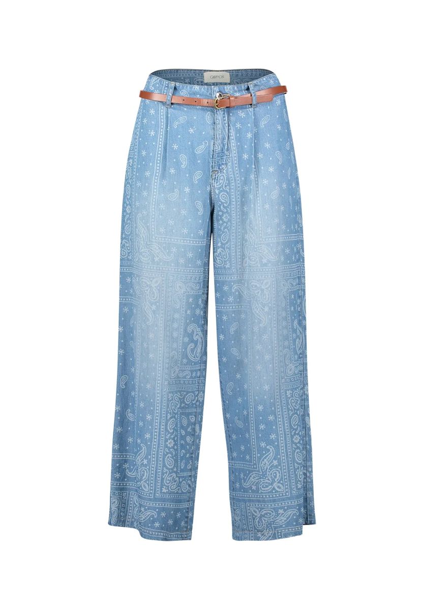 Paisley-Jeans mit hohem Bund