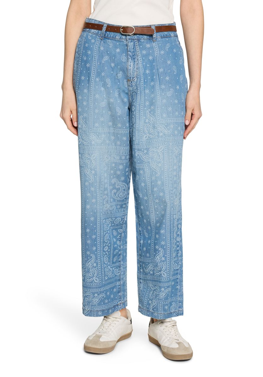 Paisley-Jeans mit hohem Bund