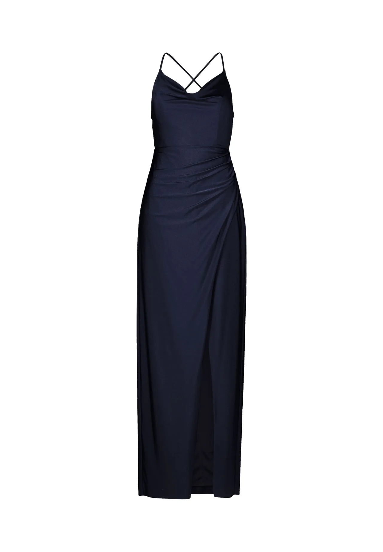 Elegantes Satin-Maxikleid mit Wasserfallausschnitt