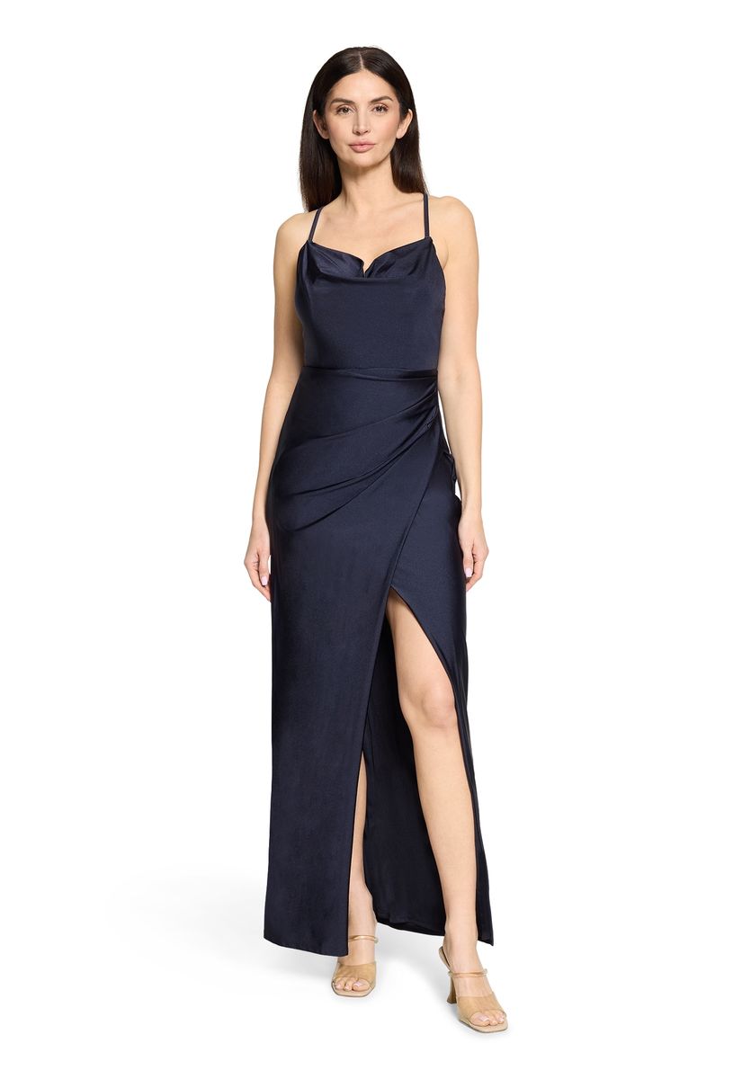 Elegantes Satin-Maxikleid mit Wasserfallausschnitt