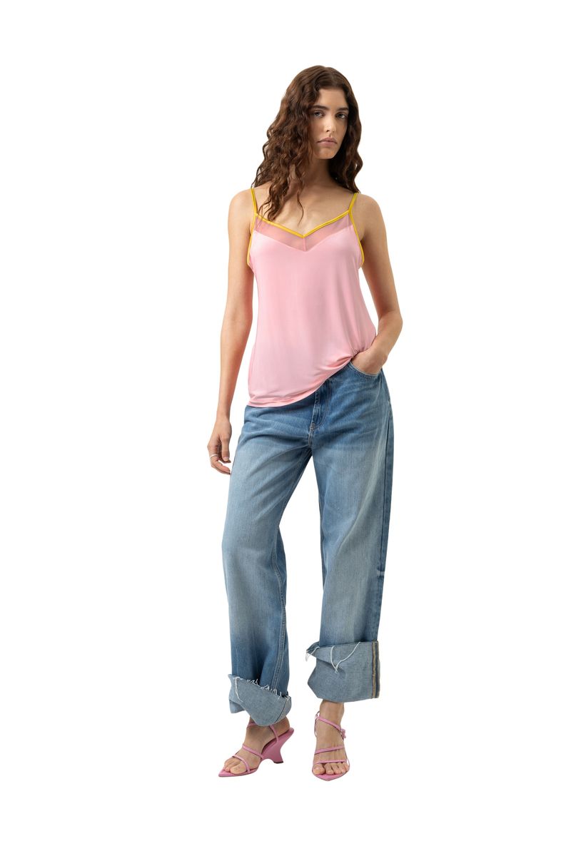 Camisole mit transparentem V-Ausschnitt