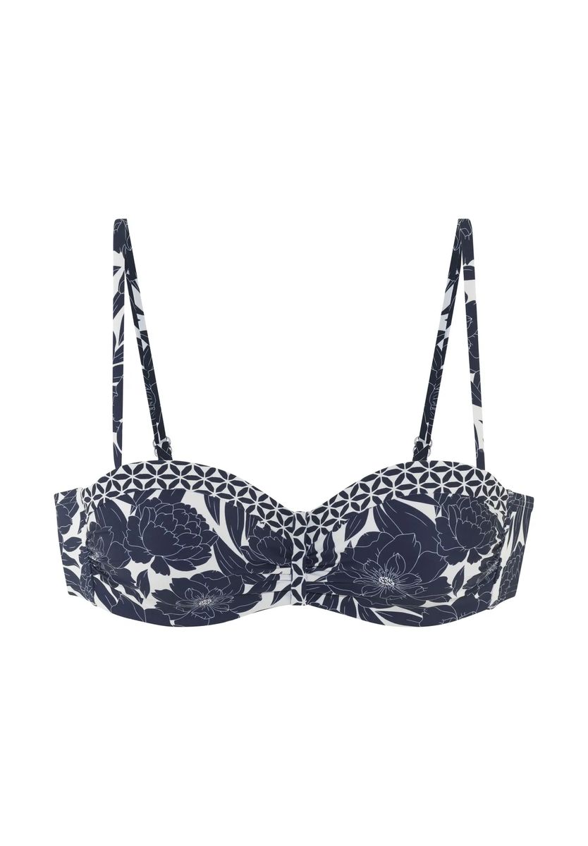 Bandeau-Bikini-Oberteil mit Blumenmuster