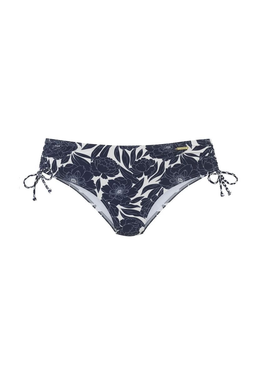 Bikinihose mit Blumenmuster und Raffung
