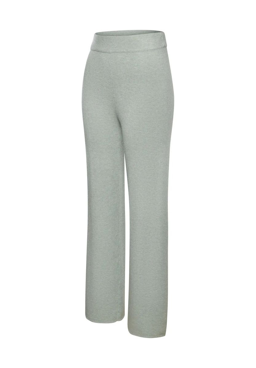 Gerippte Loungewear-Strickhose mit weitem Bein
