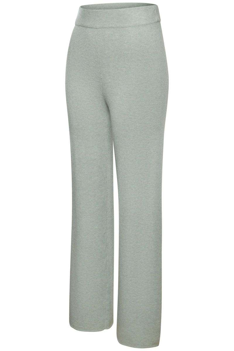 Gerippte Loungewear-Strickhose mit weitem Bein