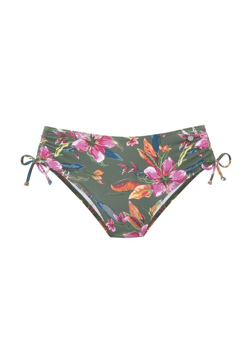 High-Waist-Bikinihose mit tropischem Blumenmuster