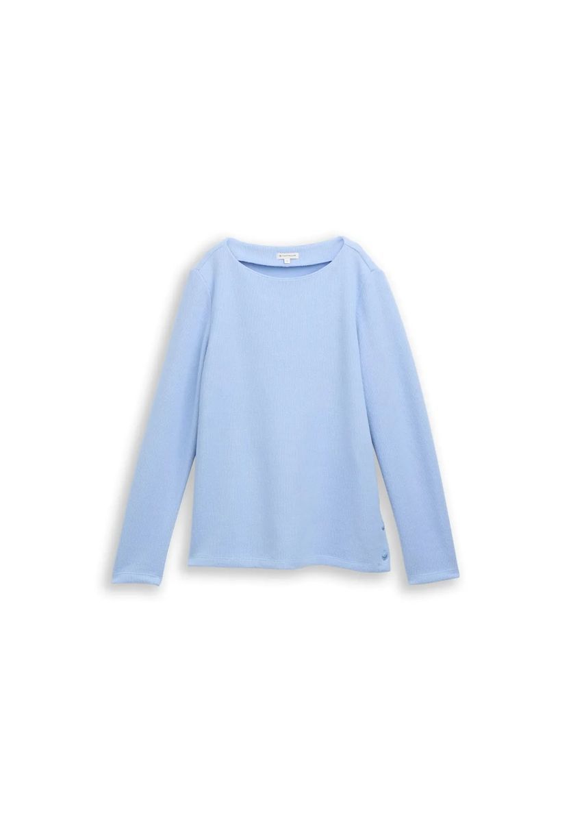 Geripptes Sweatshirt mit Seitenknöpfen