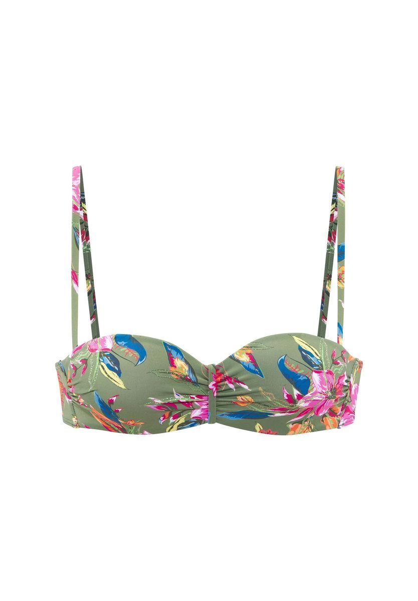 Bandeau-Top mit tropischem Blumenmuster
