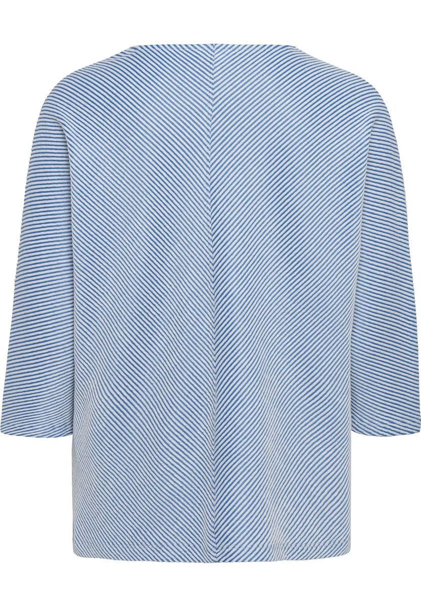 Strukturiertes Gestreiftes V-Ausschnitt Shirt