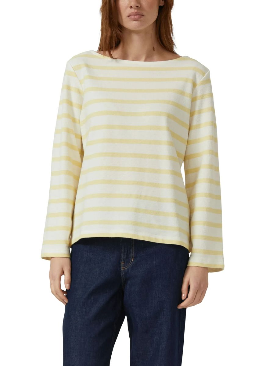 Gestreiftes Sweatshirt mit U-Boot-Ausschnitt