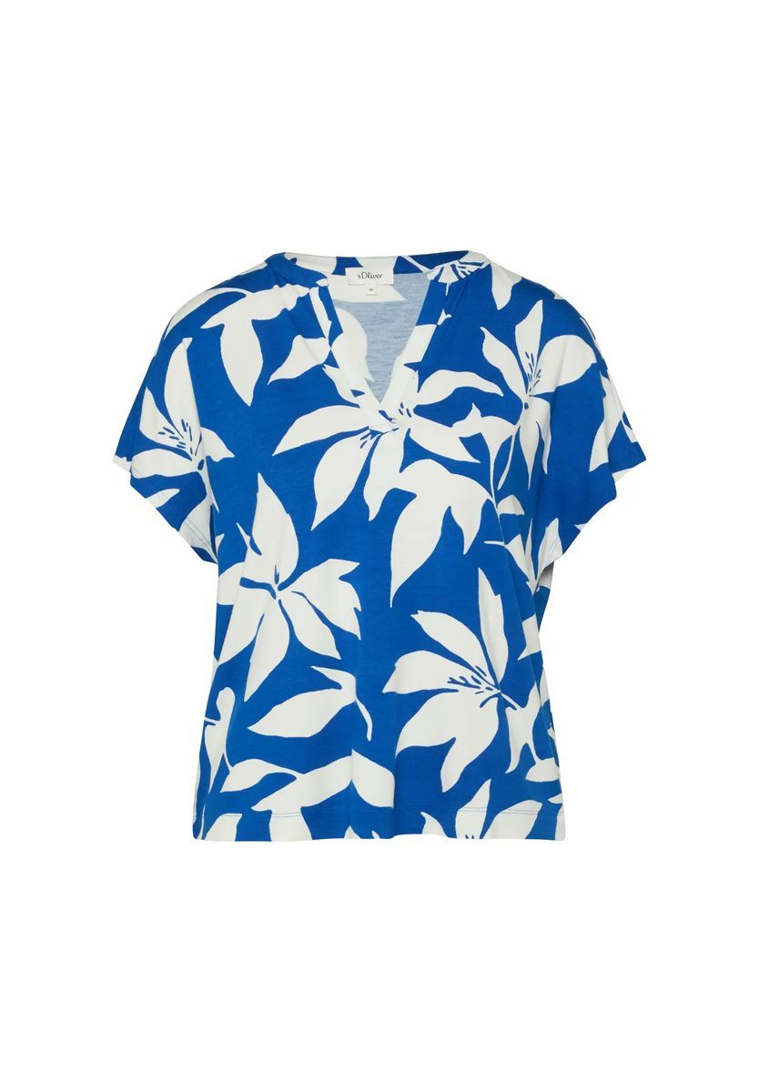 Top mit tropischem Blumenmuster