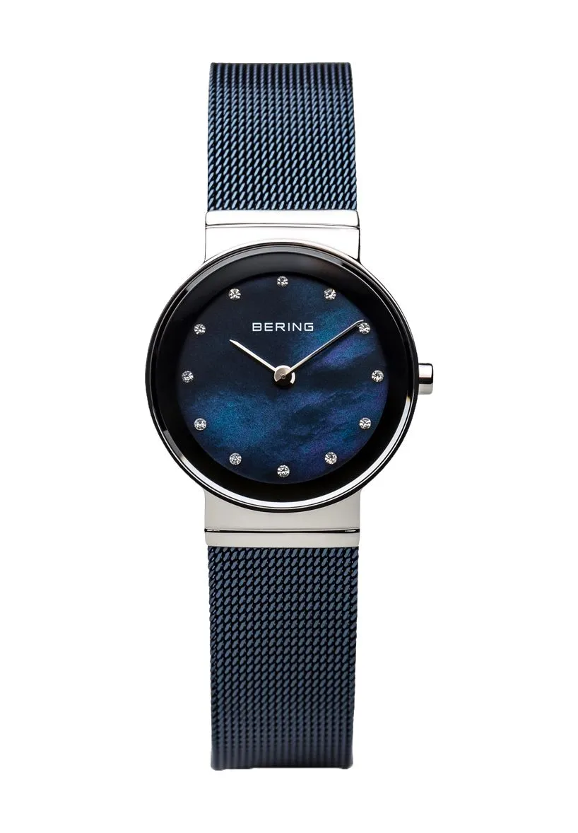 Elegante Mesh-Uhr mit Perlmuttzifferblatt