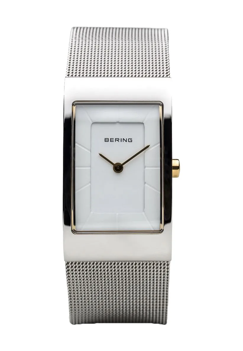 Elegante rechteckige Mesh-Armbanduhr